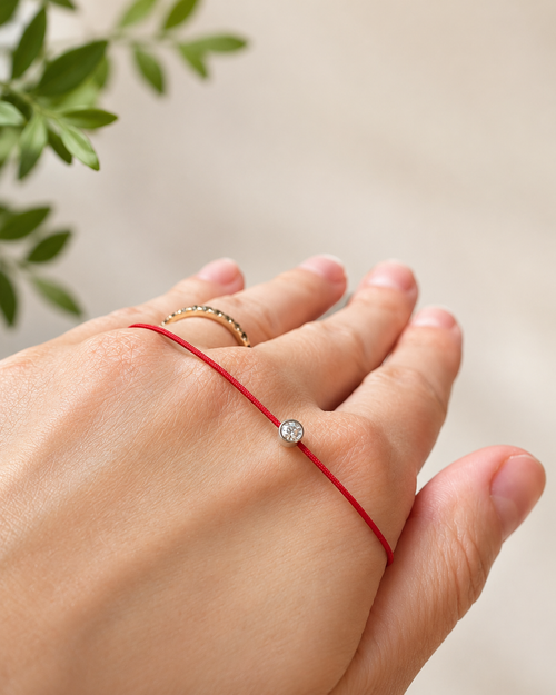 Sterling Bug Red String Protection  Bracelet